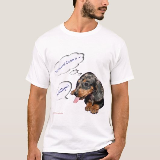 「子犬態度」のダックスフント Tシャツ (正面)