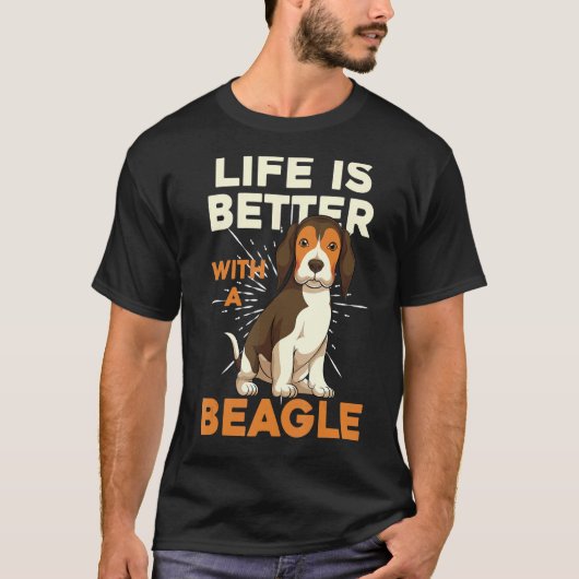 子犬犬のオーナー動物ペットオーナービーグル Tシャツ (正面)