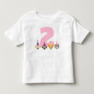 子犬用パーティーガール誕生日シャツ-ピンク トドラーTシャツ