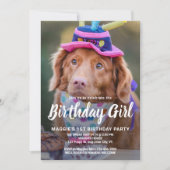 子犬誕生日パーソナライズされたペット写真パーティー 招待状 (正面)