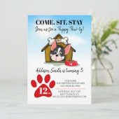 子犬誕生日パーティーの招待 招待状 (スタンド正面)