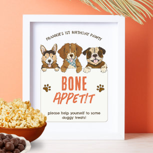 子犬誕生日フードテーブルボーン食欲サイン ポスター