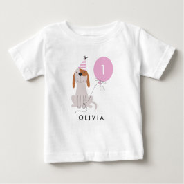 子犬誕生日女 |年齢名の追加 ベビーTシャツ