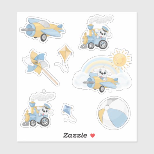 子犬誕生日少年 シール (シート)