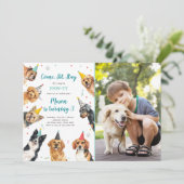 子犬誕生日招待状ドッグパーティーパウティボーイ 招待状 (スタンド正面)