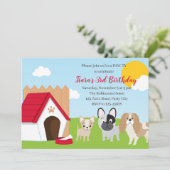 子犬誕生日招待状パーソナライズされたドッグ招待状 招待状 (スタンド正面)