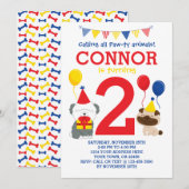 子犬誕生日招待状 招待状 (正面/裏面)