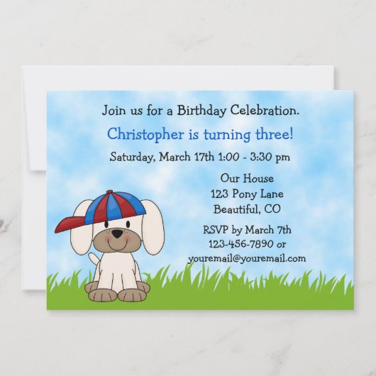 子犬誕生日招待状 招待状 (正面)