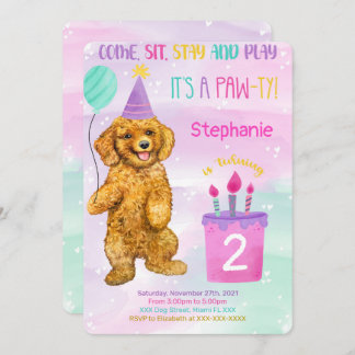 子犬誕生日招待状 招待状