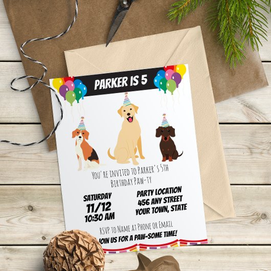 子犬誕生日招待状 招待状