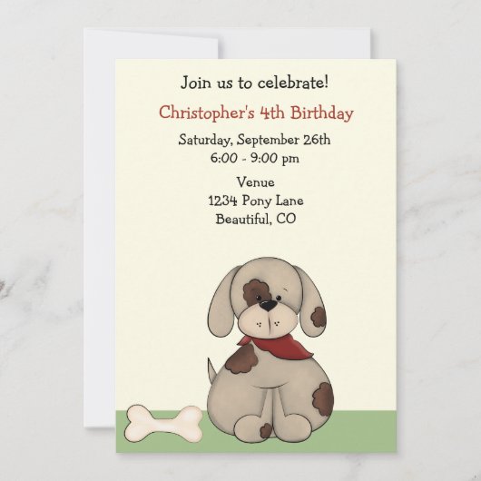 子犬誕生日招待状 招待状 (正面)