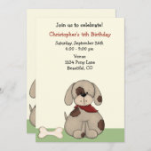 子犬誕生日招待状 招待状 (正面/裏面)