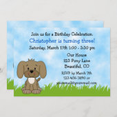 子犬誕生日招待状 招待状 (正面/裏面)