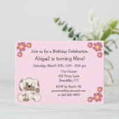 子犬誕生日招待状for Girls 招待状 (スタンド正面)