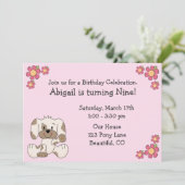 子犬誕生日招待状for Girls 招待状 (スタンド正面)