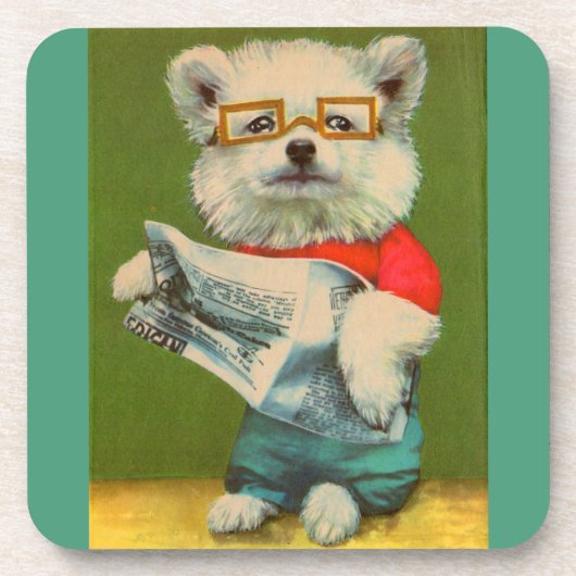 子犬読新聞プリント コースター (正面)