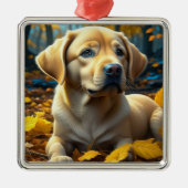 子犬遊の紅葉 メタルオーナメント (正面)