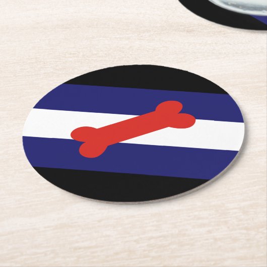 子犬遊プライド旗 ラウンドペーパーコースター (アングル)