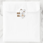 子犬食事のステッカー ラウンドシール (バッグ)