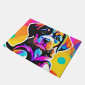 子犬鮮やかのアートワーク ドアマット (アングル)