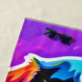 子犬鮮やかのアートワーク ビーチタオル (インサイチュ)