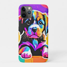 子犬鮮やかのアートワーク iPhone 11 PROケース