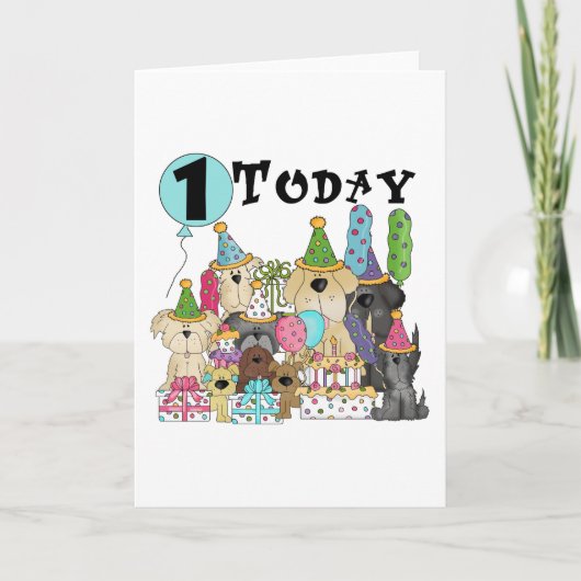 子犬1st誕生日バッシュTシャツとギフト カード (正面)