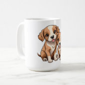 子犬2匹 コーヒーマグ コーヒーマグカップ (正面左)