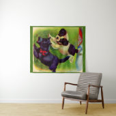 子犬2頭、スコットランド犬1頭のプリント タペストリー (インサイチュ(横))