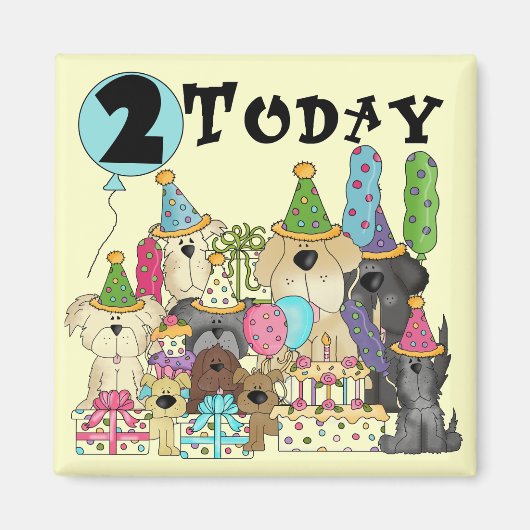 子犬2nd誕生日バッシュTシャツとギフト マグネット (正面)
