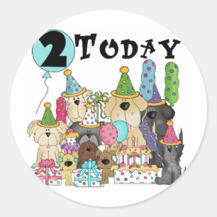 子犬2nd誕生日バッシュTシャツとギフト ラウンドシール