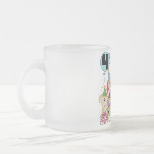 子犬4th誕生日バッシュTシャツとギフト フロストグラスマグカップ (左)