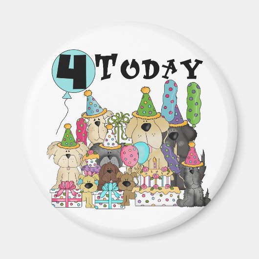 子犬4th誕生日バッシュTシャツとギフト マグネット (正面)