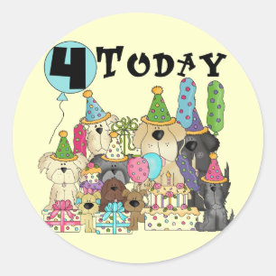子犬4th誕生日バッシュTシャツとギフト ラウンドシール