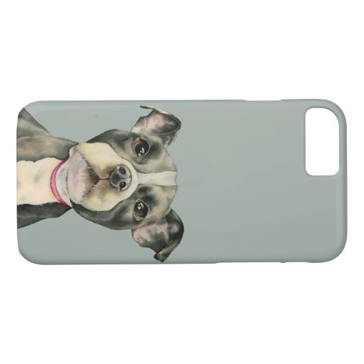 "子犬"はピット・ブル犬の水彩画の絵画を注目します Case-Mate iPhoneケース (裏面(横))