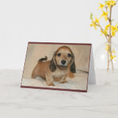 子犬 カード (黄色い花)