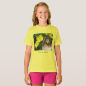 子犬+コリー+黄色+サクラソウ+犬+アート Tシャツ (正面フル)