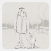 子犬 スクエアシール (正面)