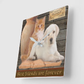 子犬 スクエア壁時計 (傾斜)