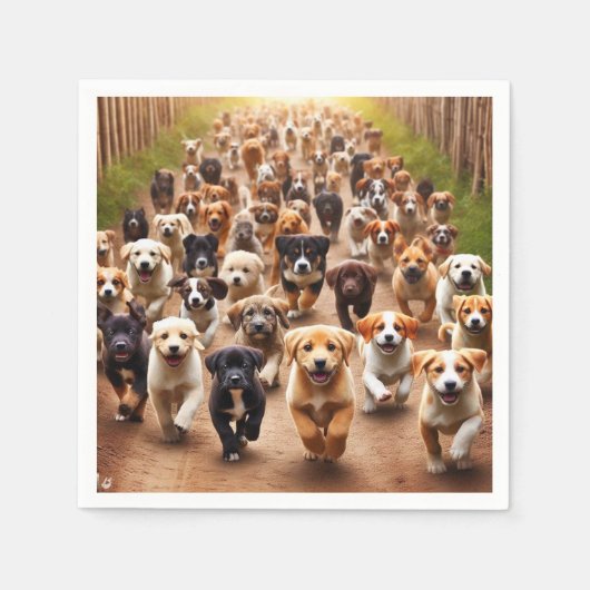 子犬 スタンダードカクテルナプキン (正面)