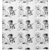 子犬、ダックスフントおよびマルタの相棒 シャワーカーテン (正面)