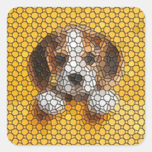 子犬, ビーグル, 動物 スクエアシール