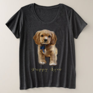 子犬 プラスサイズTシャツ