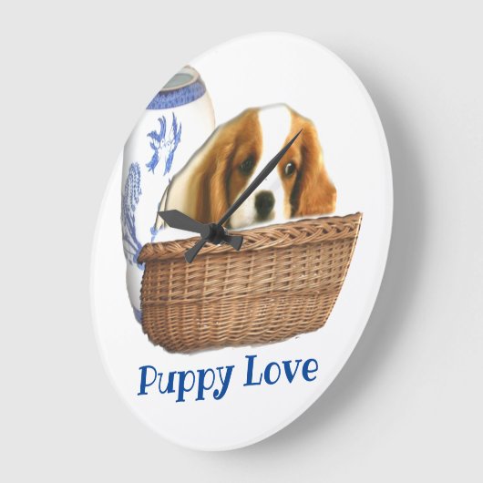子犬 ラージ壁時計 (傾斜)