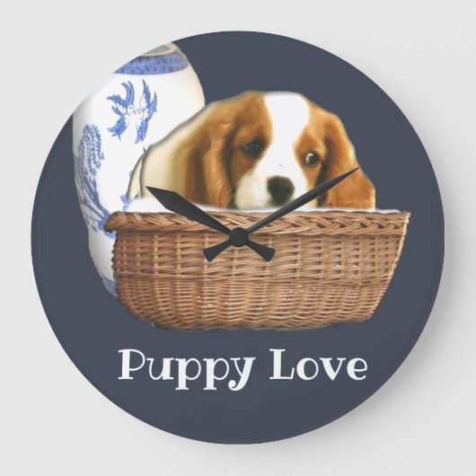 子犬 ラージ壁時計 (正面)