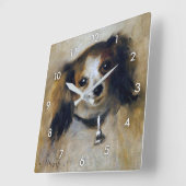 子犬、ルノアール スクエア壁時計 (傾斜)