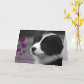 子犬、愛してる カード (黄色い花)