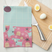 子犬、星、花 キッチンタオル (四つ折り)