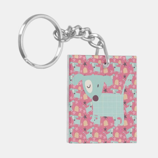 子犬、星、花 キーホルダー (正面左)