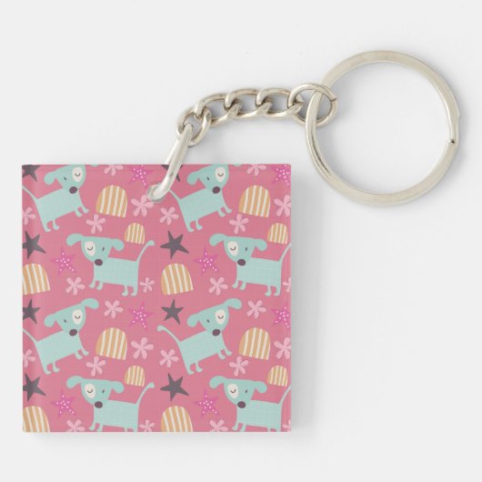 子犬、星、花 キーホルダー (裏面)